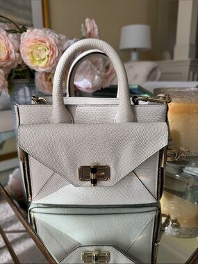 Diane Von Furstenberg Cream Textured Mini Satchel
